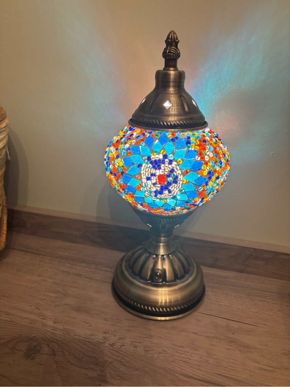 Mosaic Glass Table Lamp - Blue Multicolor